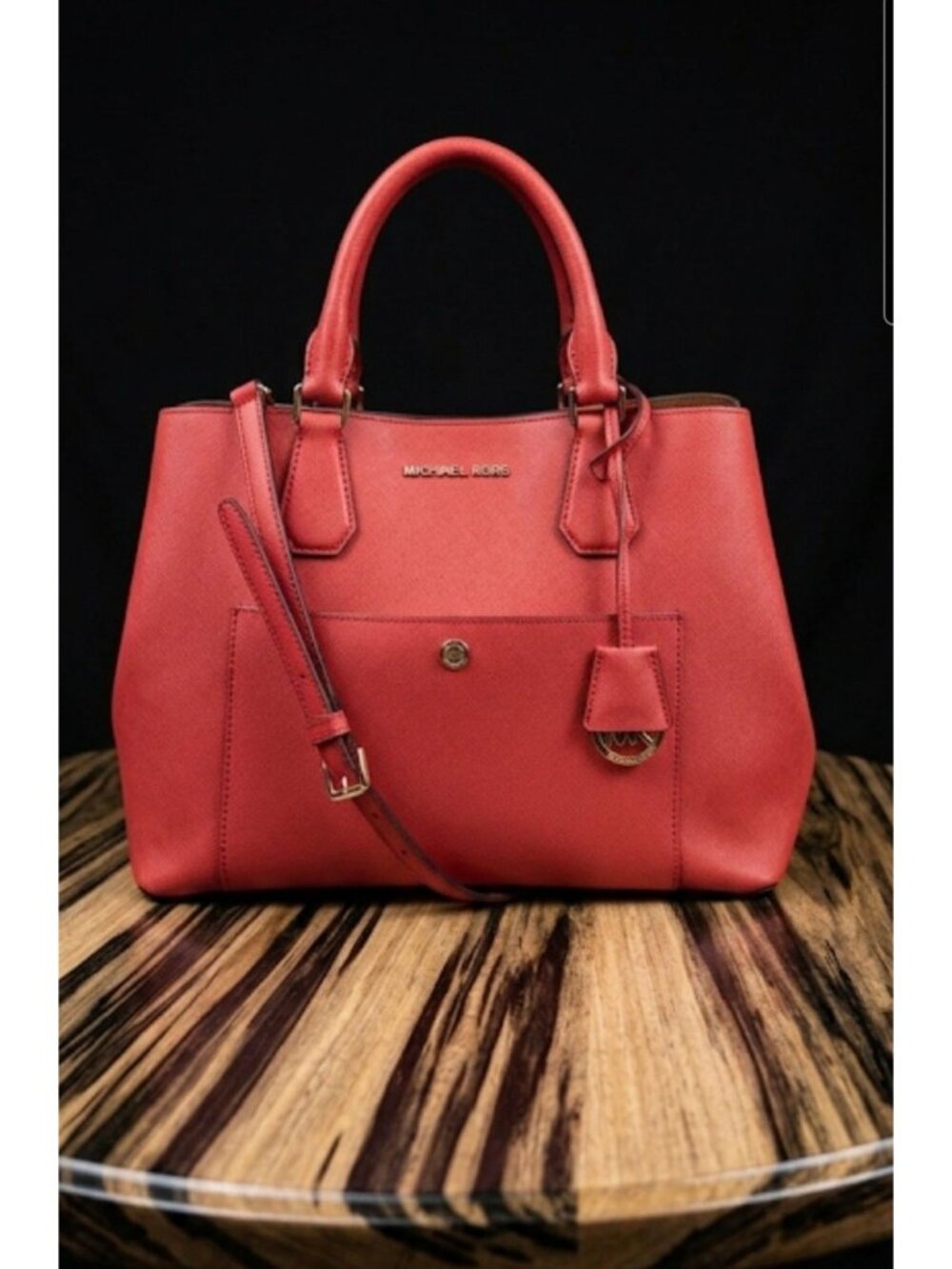 Michael Kors Saffiano Leather Pink Greenwich Large Grab Tote Satchel Bag